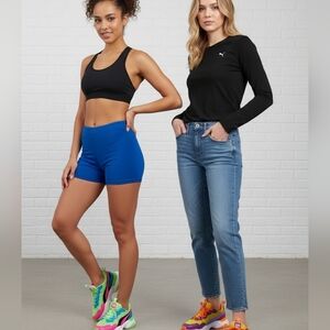 2 OUTFITS4️⃣PIECES MADEWELL JEANS PUMA LongSleeve,Blue Shorts➕FreeP Tankini Sz S